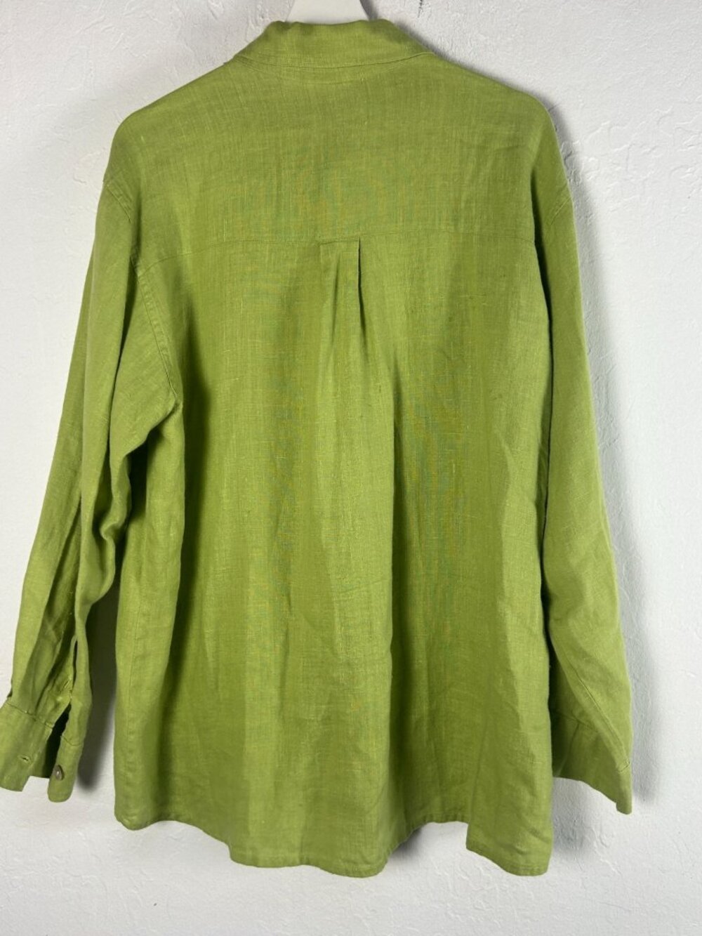 Chico's Design Womens Green Button-Down 100% Linen Shirt Size 3 Long Sleeve Top - Picture 3 of 8